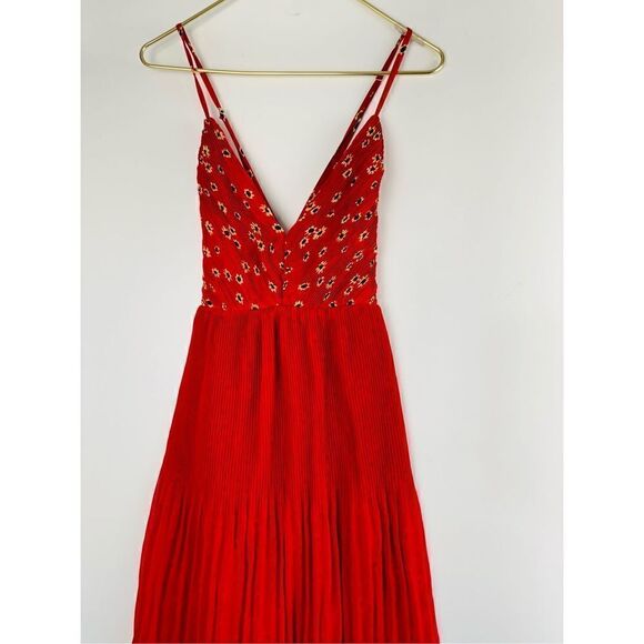 Fame And Partners x Free People Women's Kayla Tiered Accordion Dress Red - Picture 2 of 7